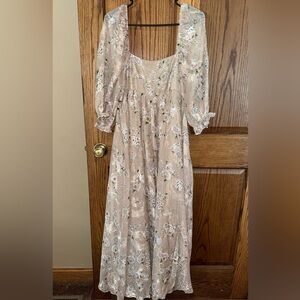 Mona Maxi Dress in Beige/Brown Floral- Bump Friendly